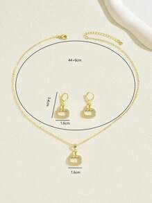 3 Peças/Conjunto Elegante Joias de Luxo com Zircônia Cúbica Geométrica, Colar e Brincos, Adequado para Uso Diário, Encontros, Festas de Mulheres