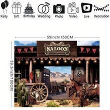 Western Saloon Cowboy Backdrop Country Vintage Bar Wild West Ranch Texas Horse Barn Door Cowgirl Shower Birthday Photography Background Photo Shoot Decor Props Decoration,Christmas - Type B - View 4