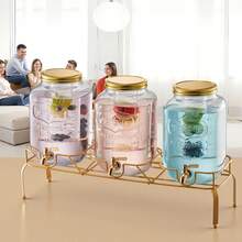 Beverage Dispenser, 3 Pack 2 Gallon Drink Dispensers For Parties, Glass Juice Dispenser With Metal Stand, Stainless Steel Spigot, Infuser, Iced Tea Lemonade Juice Water Dispensers For Parties - Glass 3x 2 Gal - 查看 9