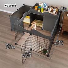 Indoor Small Dog Fence With Toilet Area, Pet Gate For Home, Escape-Proof Dog Playpen Crate