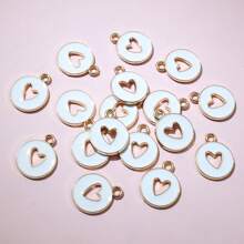 20 peças 15x12mm esmalte dupla face coração vazado pingente faça você mesmo acessórios para fazer joias pulseira brincos colar