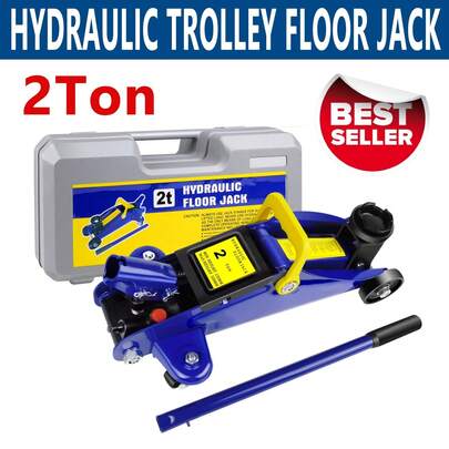 AutoFu 2 Ton Hydraulic Floor Trolley Jack, Quick Lifting Heavy Duty Car Van Lifting, Steel Low Profile Floor Jack Trolley Jack 4,400lbs Capacity Car Lift Service Jack Stands Truck For Universal Cars Lifting Cars Light Van