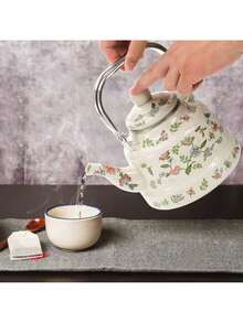 1.8 Quart Vintage Enamel Stovetop Tea Kettle, Retro Green Floral Enamel On Steel Teapot With Removable Infuser, For Home, Kitchen, Camping, Gift For Wedding, Housewarming, Bridal Shower - 1 - Xem 7