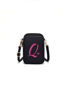 1pc Fashionable And Simple Cross-Body Walking Mini Bag, Vertical Coin Purse With Mobile Phone Pocket, Casual Travel Back To School Gift - Black - View 20