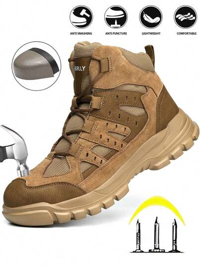 UMBURLLY Giày bảo hộ chống va đập, chống đâm xuyên dành cho nam, giày bảo hộ mũi thép, giày bảo hộ động ngoài trời, dùng trong công nghiệp, xưởng sản xuất, mùa thu/đông.