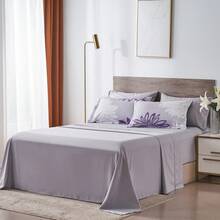 7 Pieces Chic Floral  Printed Bed Comforter Sets, Queen King, Soft And Comfortable Summer Bedding Sets, Bed In A Bag, Hotel Bedroom Room Decoration, 1 Comforter 2/4 Pillowcases, 1 Flat Sheet And 1 Fitted Sheet, Perfect Gift For All Four Seasons - Màu tím - Xem 6