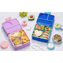 Caja Bento para Niños y Adultos con Termo, Contenedor de Almuerzo para Niños de 3-4 Compartimentos de 60OZ con Tarro de Comida Aislado de 8OZ a Prueba de Fugas, Tarro de Salsa, Utensilios para Niños y Niñas, Libre de BPA y Apto para Lavavajillas - B10. Camiones de ingeniería - Ver 8