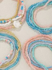 17 peças pulseiras empilháveis de miçangas de vidro estilo boêmio para mulheres