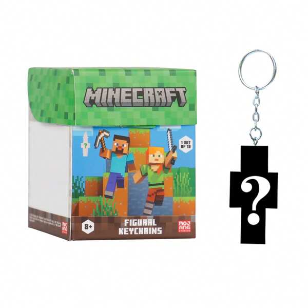 Spin Master Chaveiro Figural Oficial Autorizado do Minecraft, Caixa Surpresa, Brinquedos Colecionáveis, Personagem do Jogo, Bolsa Engraçada, Pingente, Boneca, Presente Surpresa de Aniversário para Crianças e Colecionadores, 1 Unidade