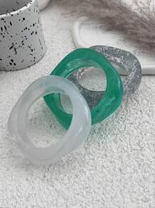 1pc Exaggerated Fashion Punk Style Asymmetrical Resin Bracelet, Minimalist Retro Thick Jewelry, Suitable For Women's Commute, Gathering With Friends, Romantic Vacation, Street Photography, Fashion Show Outfit Accessories (Bangle Color Pattern May Vary From Actual Product)