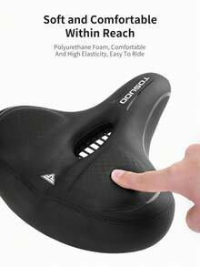 TOSUOD Super Soft Thick Shock-Absorbing Bicycle Saddle - Mountain Bike Seat Cushion, Black With Red Accents, Comfortable Adult Cycling Accessory, Mountain Biking Comfort Experience | Comfortable Bicycle Seat Cushion | Shock-Absorbing Function, Bicycle Seat Cushion - Black - View 5