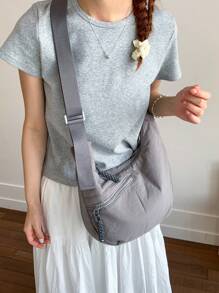 peach tree Crescent/Dumpling Shaped Shoulder Bag For Women, Casual Crossbody Tote Bag Suitable For University, School, Travel, Outings, Large Capacity, Lightweight, Fashionable, Perfect Gift For Friends And Valentine's Day - Peach Tree Brand