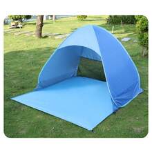 Outdoor Camping Tent - Automatic Quick Open Folding Beach Tent - Backyard Lawn Sun Shade Rain Shelter - Blue - View 3
