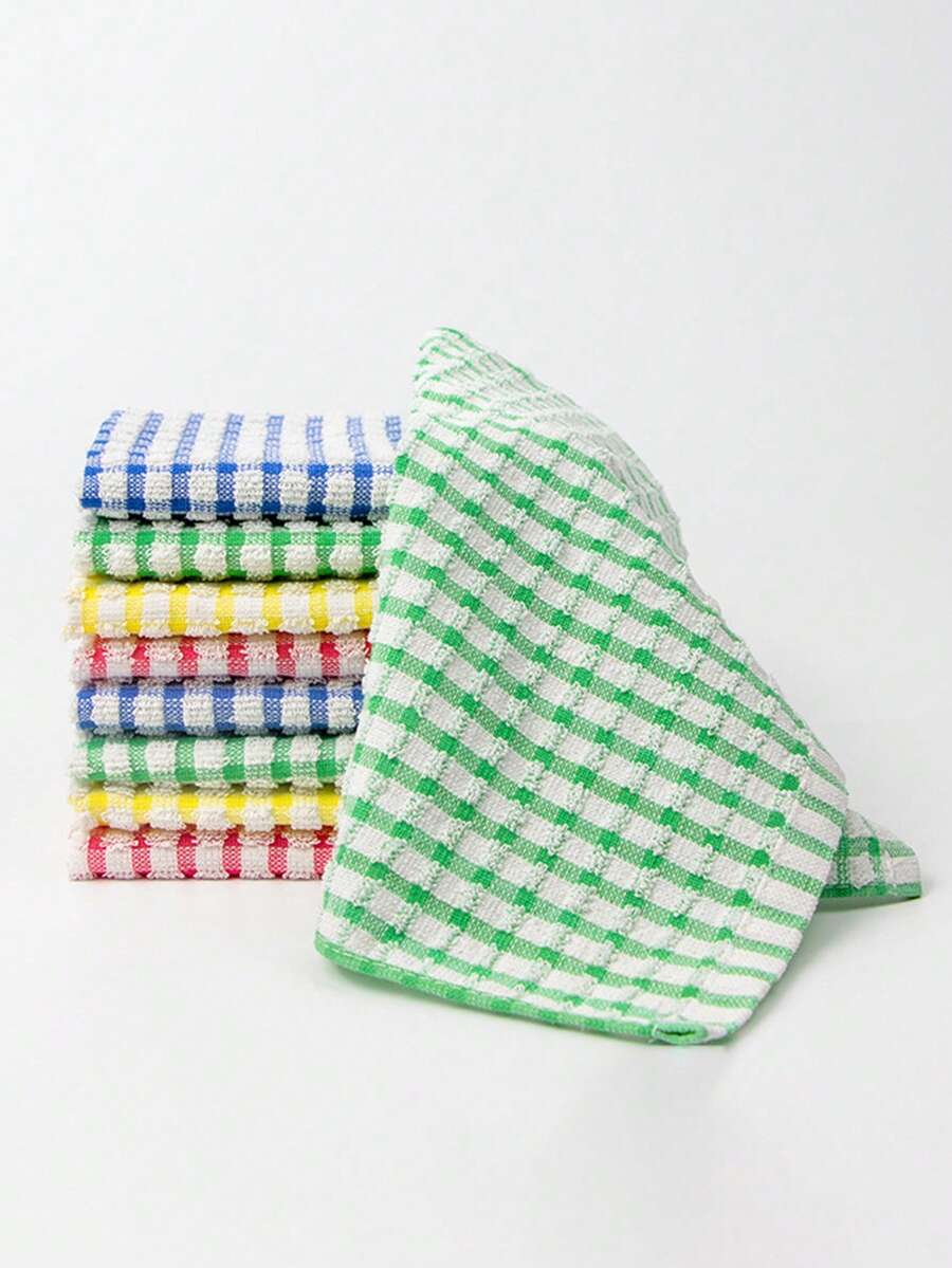 1/5/12 piezas Paños de té de colores aleatorios, Toalla de cocina a cuadros colorida, Paño de limpieza multiusos absorbente y no grasoso para lavar los platos