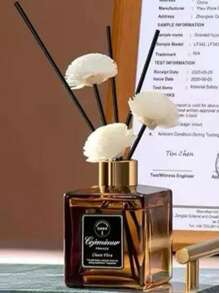 1 Stück, 50ML Lufterfrischer mit 5 Stück Duftstäbchen, geeignet für Badezimmer Geruchsbeseitigung, Schlafzimmer Duft, Wohndekoration, Glasflasche, rechteckig, feder-frei, langanhaltender Duft ätherisches Öl, ideal zum Gerüche entfernen, Valentinstag Geschenk, Aromatherapie, Diffuser, Raumduft, Raumauffrischer