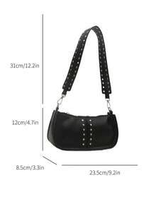 Women's Casual Solid Color Minimalist Shoulder Bag - Black - View 7