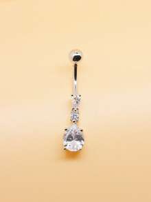 1pc 14G Dangle Belly Button Ring For Women Girls Stainless Steel Belly Button Navel Piercing CZ Dangle Belly Piercing Body Jewelry
