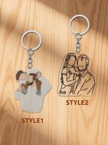 1 件定制线条艺术钥匙扣、个性化照片钥匙扣、生日礼物、周年纪念礼物、情人节礼物、父亲节礼物、母亲节礼物、送给他/她的礼物