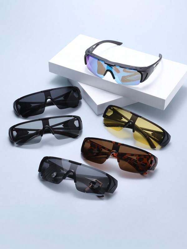 1 Pair Plus Size Men's Solid Color Sporty Clip-On Windproof Photochromic Unisex Fashion Glasses, Versatile For Daily Use Back To School Fashionable Preppy School Look