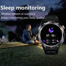 GUHUAVMI 1pc Outdoor Sports Smart Watch, 1.53inch HD Screen, With LED Flashlight, Wireless Call, Info Push, Compass, Heart Rate/Sleep Monitoring, Fitness Tracker Smartwatch, IP67 Waterproof Watch For Men Women, Suitable For Android IOS