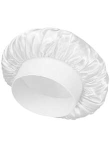 1 pieza Gorro de satén de ala ancha de unicolor para mujer, gorro de dormir de moda, cómodo y transpirable, adecuado para el cuidado diario del cabello - A - Ver 26