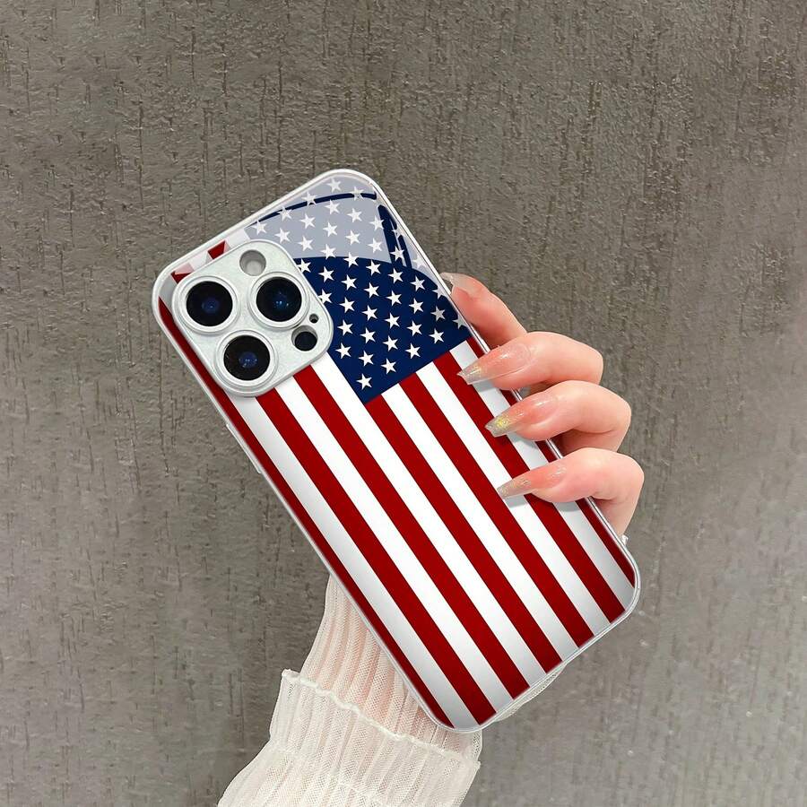American Flag Mobile Phone Case, Inspired By Patriotism And Freedom, Suitable For IPhone 16, 15, 14, 13, 12 And 11 Pro Models, Made Of TPU Material, And Provides Shockproof Protection. Perfect For Family, Friends, Children, Birthdays, Spring, Holidays, Boyfriends, Girlfriends, And Valentine's Day Gifts. - 黑色LB33 - 查看 1