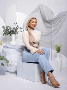 1 Stück Damen Jersey Hijab, Modal Hijab Schweißtuch, einfarbig, seidig glatt, weich, atmungsaktiver Modal Stoff Kopftuch, Kopfbedeckung, Jersey Kragen, 180cm*70cm Schal/Umschlagtuch, geeignet für tägliche Gebete und Zeremonien Outdoor