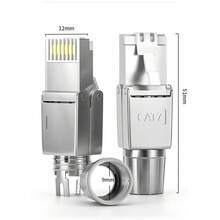 6-Pack RJ45 Connectors Tool Free Cat 8, Cat8 Field Termination Plug Shielded RJ45 Modular Plugs For 2000MHz 2GHz 40G Double Shielded Solid LAN Cable 22AWG-24AWG - 銀色 - 查看 4