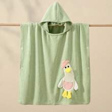 Mini Cartoon Design Cute Wearable Hooded Bath Towel Robe, Quick Dry Coral Fleece Bathrobe With Hood, Soft And Absorbent - Multicolor - View 5