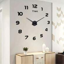 3D DIY Wall Clock Acrylic Mirror Stickers Wall Clocks For Home Decoration Living Room Quartz Needle Hanging Watch Europe Horloge Colors: Black And Silver 16/19/35 Inches Optional Room Decor