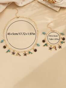 1 pieza de collar con elementos de vacaciones de verano europeos y americanos, con estrella de mar, concha, diseño de moda personalizado, pulsera de delfín