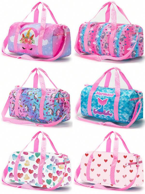 GUSTELL 1pc Children/Girls Primary & Middle School Unicorn, Cloud Pattern Large Capacity Handbag, Shoulder Bag, Travel Gym Tote Bag, Lightweight Portable Travel Luggage Bag, School Organizing Bag, Picnic Carrier, Fashionable, Durable, Practical (Unicorn, Cartoon Elements)