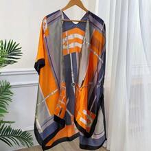 1pc Satin Slit Shawl Scarf For Sun Protection