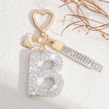 1 件白色软陶字母水钻钥匙扣可爱个性化包饰，汽车钥匙扣爱心装饰，送给妈妈、朋友、情人节背包的礼物，适合学校汽车配件哥特 Y2k - 白色 - 查看 28