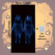 1 件万圣节鬼姐妹门帘 - 恐怖女巫姐妹悬挂门装饰，恐怖姐妹鬼魂门罩，适合万圣节派对，鬼屋装饰，巫术主题万圣节门挂，适合室内外装饰 2025 - 彩色 - 查看 10