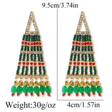 1 Pair Of Zinc Alloy Plated With 18k Gold Colored Rice Beads, Triangular Shaped Earrings, Faux Pearl Sticky Water Diamond Bohemian Style Women's Earrings, Daily Summer Beach Vacation Earrings