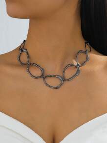 1 pieza Collar decorativo asimétrico circular geométrico de moda, adecuado para uso diario y de fiesta de mujeres