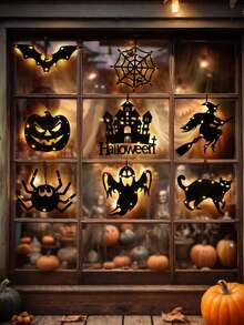 1 件万圣节门标志万圣节装饰灯，万圣节窗户灯万圣节门挂，万圣节万圣节蜘蛛标志南瓜鬼女巫黑猫蝙蝠墙饰万圣节装饰灯家居装饰派对装饰万圣节装饰房间装饰万圣节花园装饰礼物仙女