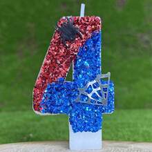 Lilin Angka Laba-laba Buatan Tangan Baru, Desain Kartun Lucu Cocok Untuk Dekorasi Kue Pesta Ulang Tahun Dan Hadiah Pesta - Biru Merah - View 22