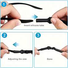 1pc Adjustable Elastic Anti-Slip Glasses Strap, Sports Eyeglasses Leg Holder Strap To Prevent Dropping, Adjustable Glasses Strap, Glasses Chain, Suitable For Prescription Glasses Or Reading Glasses, Casual Solid Color Silicone