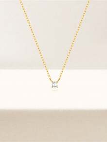 1 件 S925 纯银单颗钻石婚礼项链女士婚礼珠宝首饰