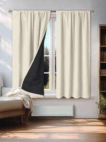 1pc 99% UV-Resistant Polyester Blackout Curtain, Rod Pocket Hanging, Non-Bleachable Plain Weave, Bedroom Art Theme, Coated Blackout Thermal Insulation, Energy-Saving, Sound Absorbing - Ideal For Bedroom, Farmhouse, And School For Deep Sleep