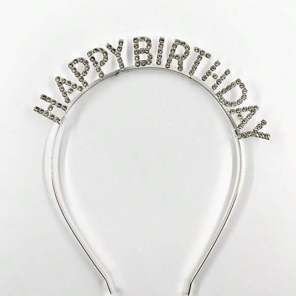 1 pieza Diadema de cumpleaños feliz, aro de pelo de aleación con cristal para fiesta de graduación, accesorios de moda para estudiantes y shows de danza