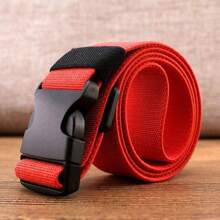 KUDYP Thick & Long Plus Size Casual Solid Color Nylon Webbing Belt, Elastic Waistband For Pants, Wide 3.8cm, Suitable For Spring, Summer, Autumn & Winter, Strong High Elasticity, Plastic Buckle, Non-Metallic, Can Pass Security Check, Tool Hanging