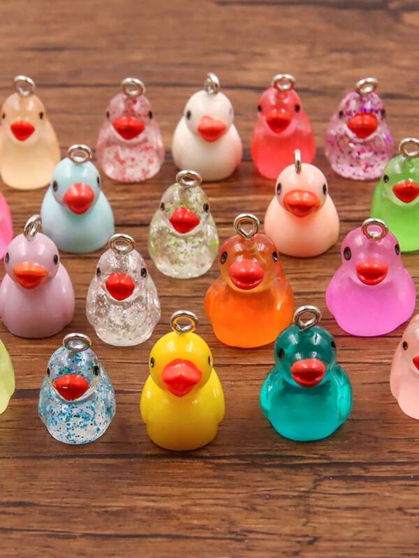 10Pcs Mix Size Style Cute Duck Resin Earring Charms Diy Findings Kawaii 3D Phone Keychain Bracelets Pendant For Jewelry Making