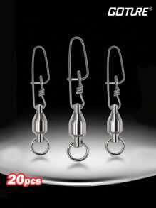 GOTURE 20 Peças Goture Girador de Pesca em Aço Inoxidável com Rolamento de Esferas - Conector com Duplo Clipe e Pino de Trava Interno para Equipamento de Pesca Seguro