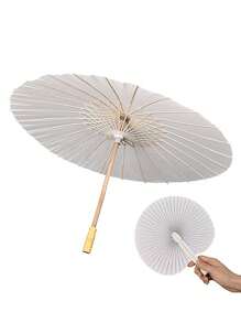 Abanico de papel blanco con forma de corazón - Parasol de estilo chino japonés para pintura DIY, boda, ducha nupcial, fotografía, decoración de fiesta