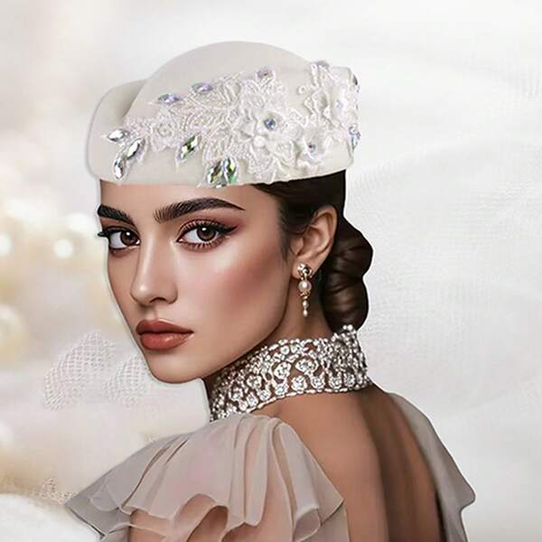 Wool Felt Veil Fascinator Pillbox Hats For Women Winter Tea Party Church Derby Hat Flower Beret Fedoras Tea Party Hats