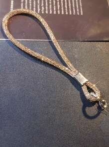 1 قطعة سلسلة معصم مرصعة بالراين كريستال، ديكور علوي فاخر مرصع بالراين، حزام هاتف قصير عصري، سلسلة كاميرا مضادة للفقد