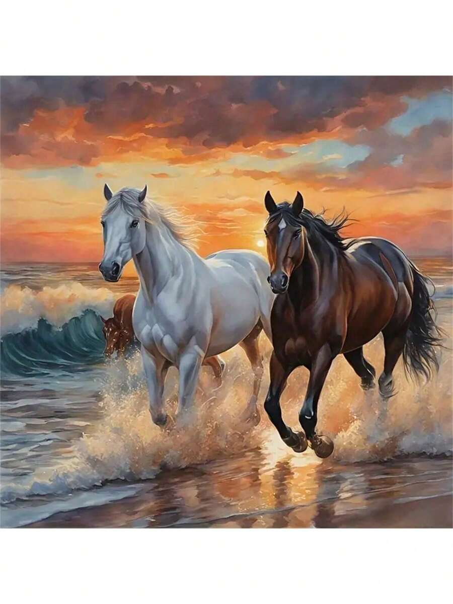 1pc, Diamond Painting Running Horses Kit, 5d Self-Made Artificial Diamond Art Diamond Painting, DIY Handmade Painting Decorative Painting Diamond Painting